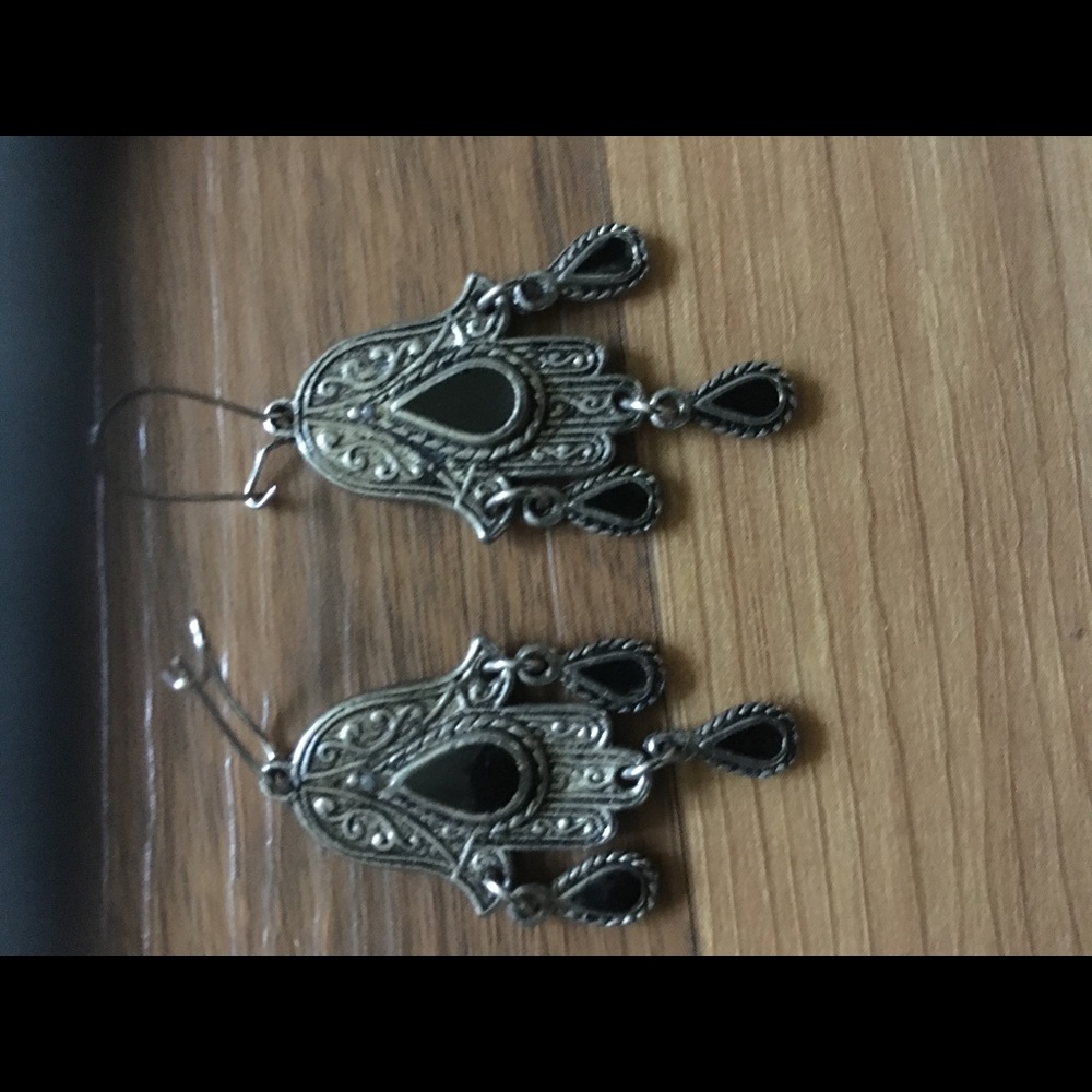 Hand hamsa silver‎ earrings